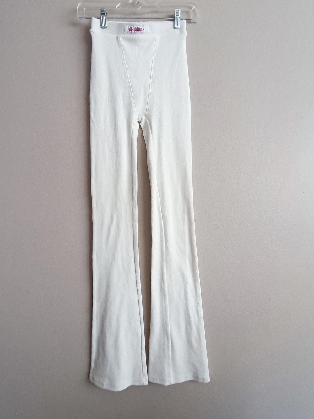 Highrack Studios White Sublime Ribbed Flare Pants - XS